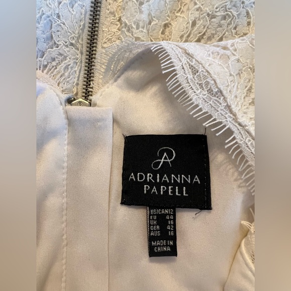 Adrianna Papell White Lace Dress with Exposed Zipper on Back - Picture 6 of 6